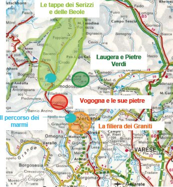 possibili itinerari per percorsi geoturistici